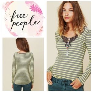 Free People carry me lace striped henley